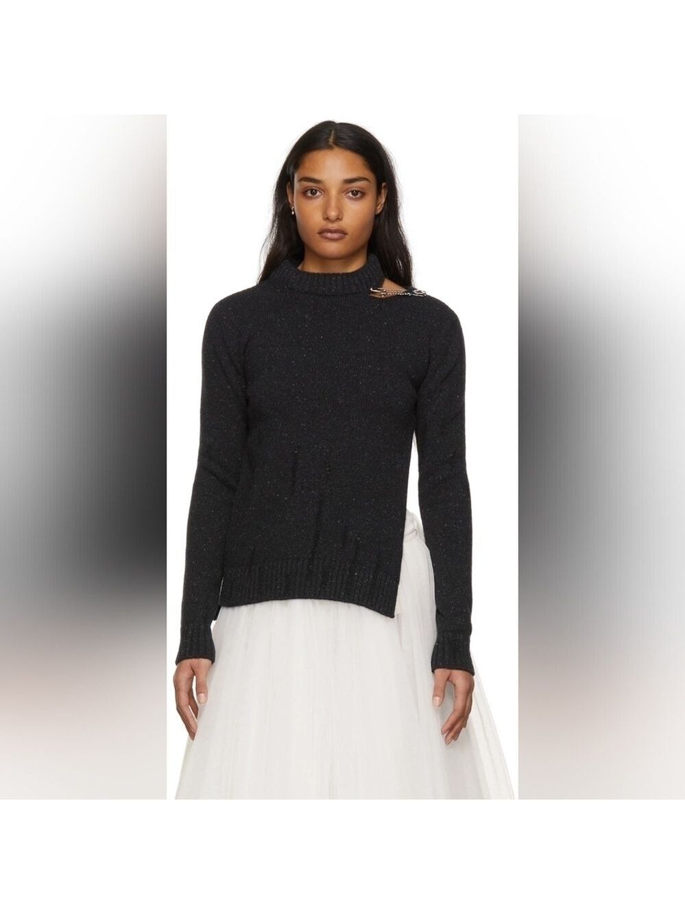 Jean Paul Gaultier Grey Destroyed Crewneck Sweater size M BNWT missing m…